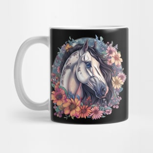 White Horse With Flowers Mug